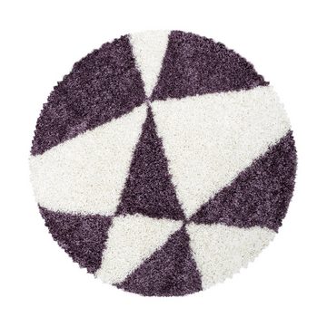 Teppich Geometrisch Design, Teppium, Rechteckig, Höhe: 30 mm, Teppich Violett Geometrisch Design Flauschig Shaggy Teppich Wohnzimmer