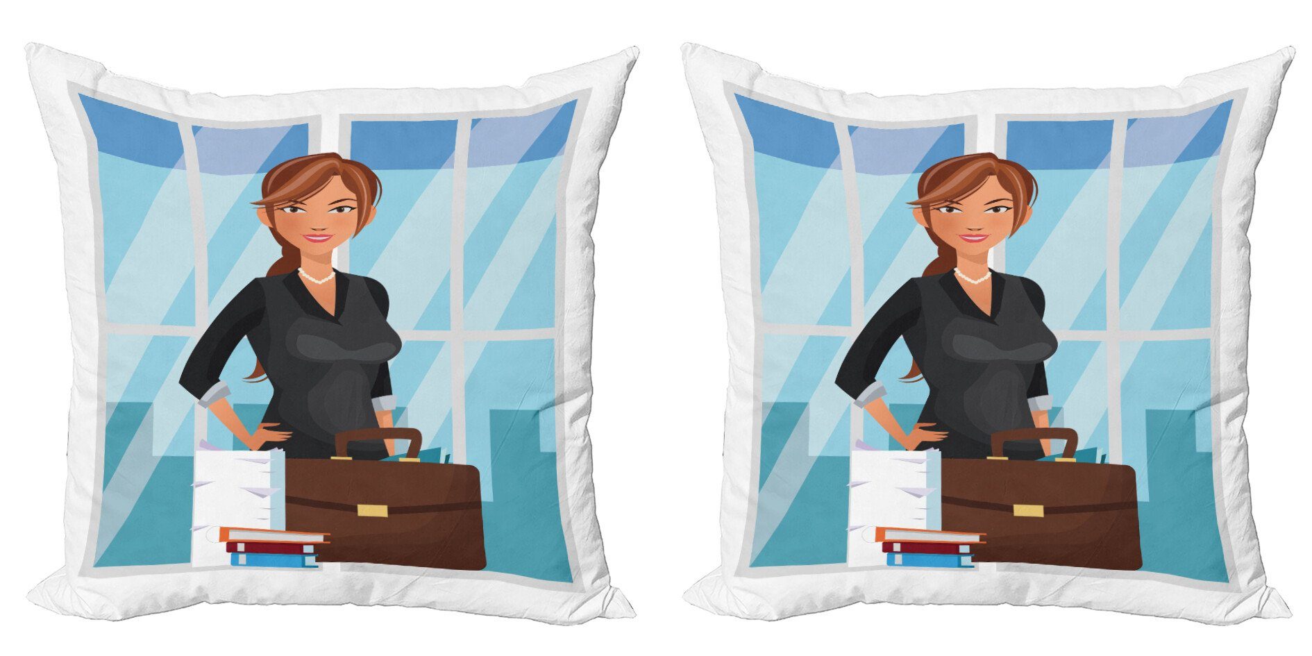 Kissenbezüge Modern Accent Digitaldruck, Stück), Boss Büro Geschäftsfrau (2 im Doppelseitiger Abakuhaus Mädchen