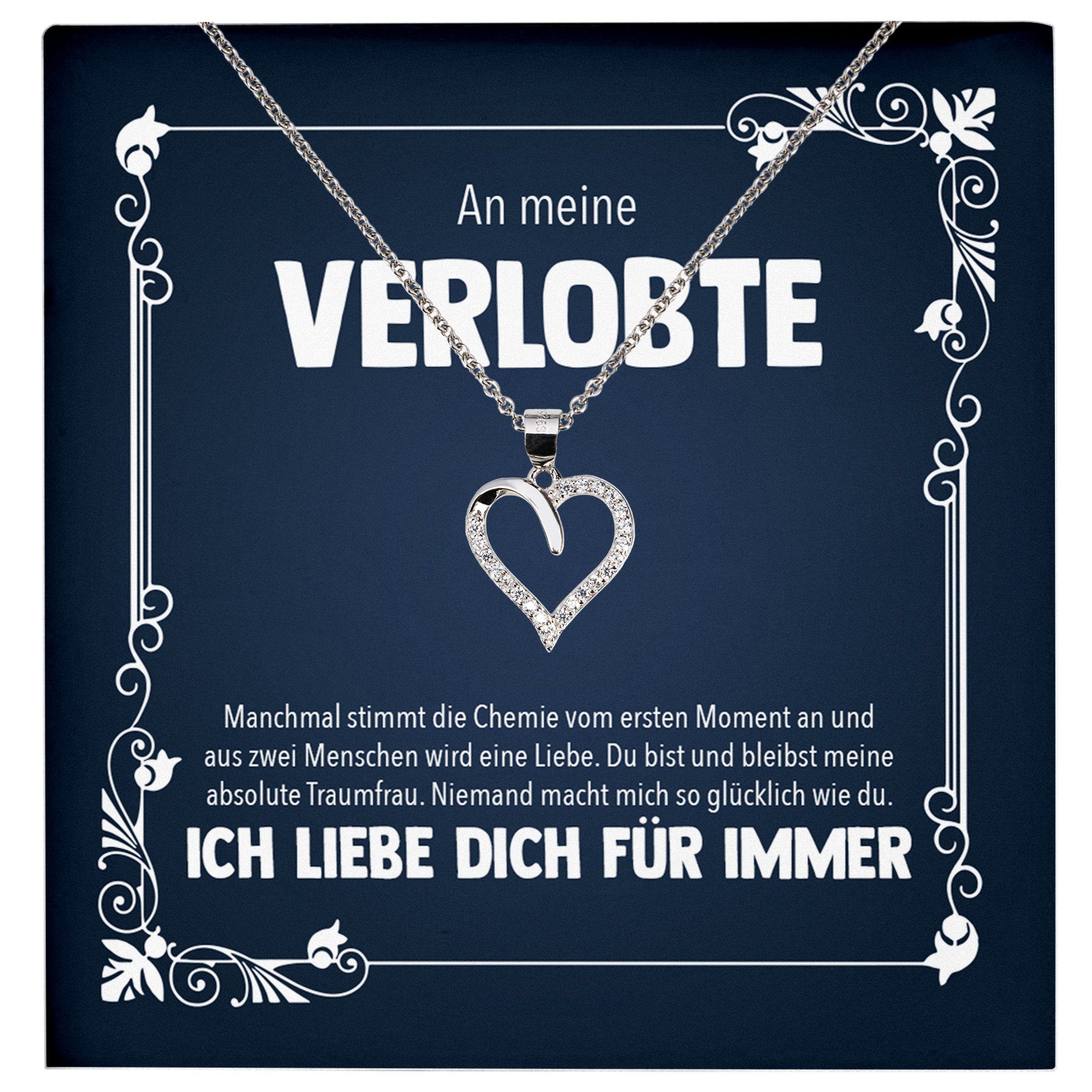 22Feels Schmuckset Frisch Verlobte Geschenk Frauen Schmuck Halskette  Valentinstag Herz, Echt-Silber 925/000, Karte Made In Germany
