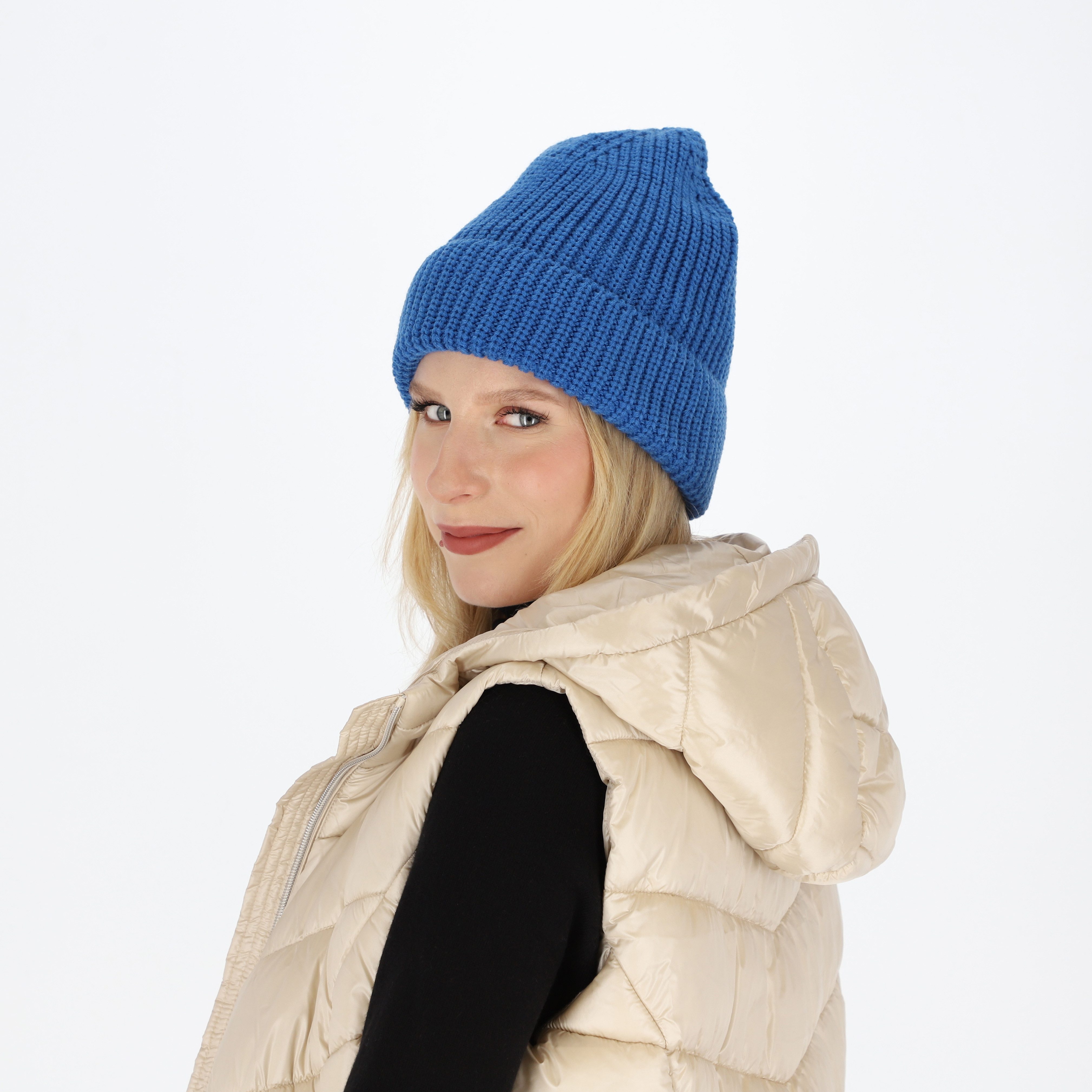 halsüberkopf Accessoires Strickmütze mit Rippe und Umschlag in tollen Unifa günstig online kaufen