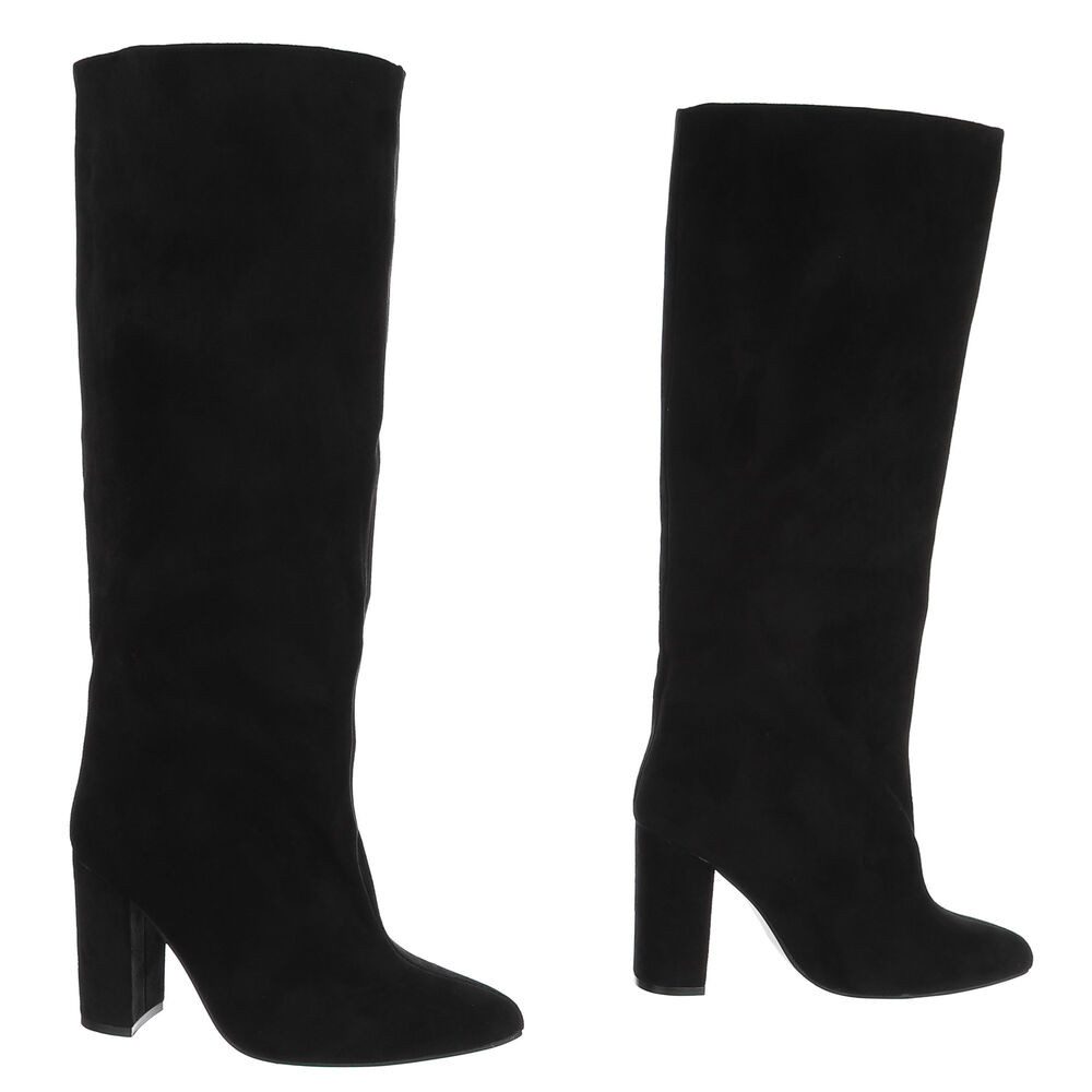 Ital-Design Damen Overknee-Stiefel mit Blockabsatz elegant High-Heel-Stiefel (92125301) Blockabsatz Stiefel in Schwarz – Bild 4 von 5