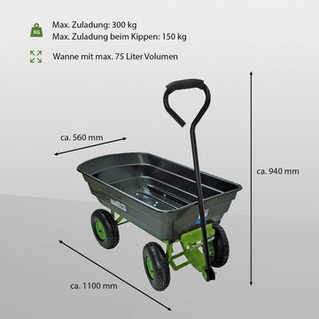 TRUTZHOLM Bollerwagen Gartenwagen kippbar Tragkraft 300 kg Handwagen Transportwagen Transpor