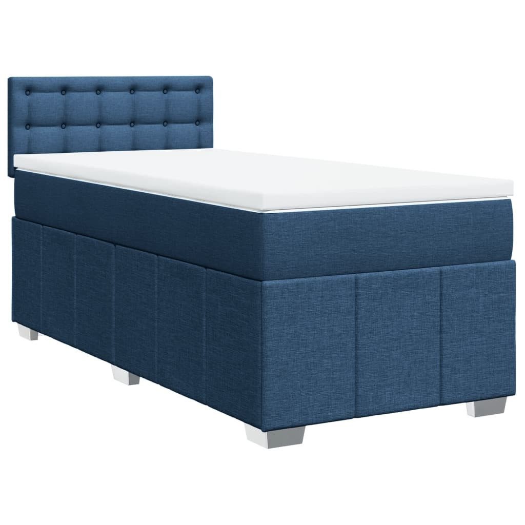 Bett Boxspringbett mit Matratze Blau 100x200 cm Stoff
