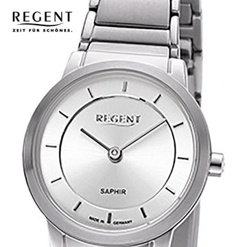 Regent Quarzuhr Regent Damen Armbanduhr Analoganzeige, Damen Armbanduhr rund, klein (ca. 26,5mm), Metallbandarmband