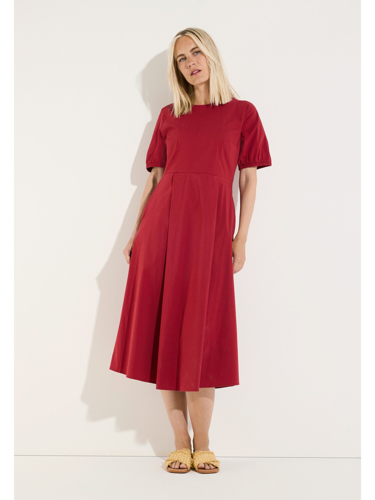 MORE&MORE Blusenkleid feminines Maxi-Halbarmkleid