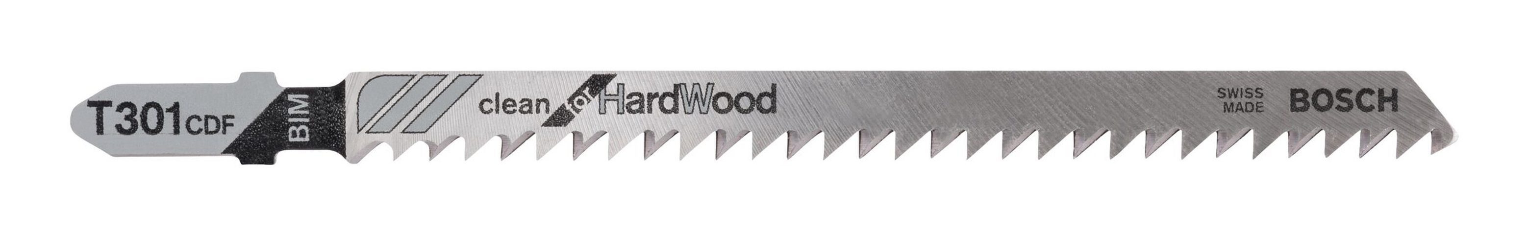 BOSCH Stichsägeblatt (3 Stück), T 301 CDF Clean for Hard Wood - 3er-Pack