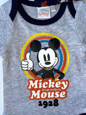 Disney Baby Strampler 2x Mickey Mouse Disney Baby Jungen Body Set Doppelpack Hellgrau + Navy 3 6 9 12 18 Monate Gr.62 68 74 80 86cm