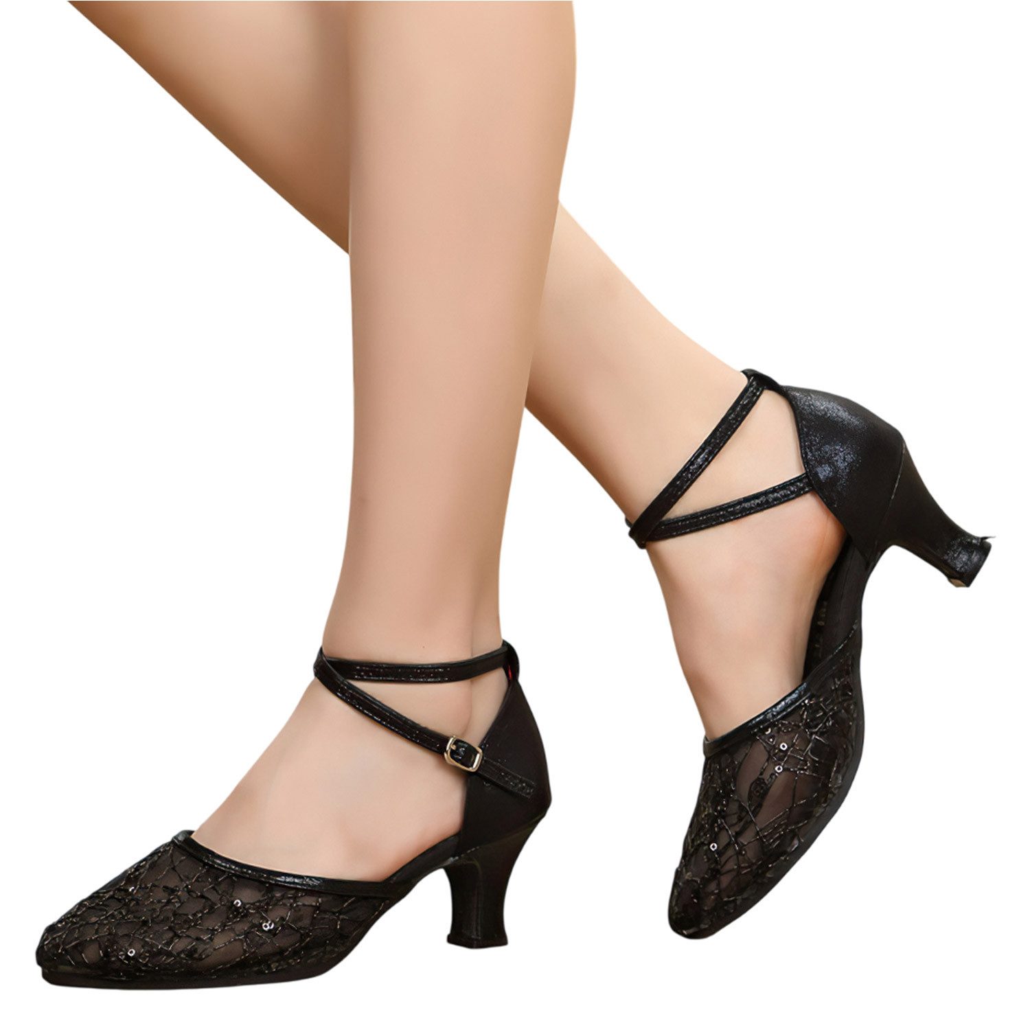 Refttenw Damen Ballschuhe,Tanzschuhe,Lateinamerikanische Tanzschuhe, 5,5 cm High-Heel-Pumps