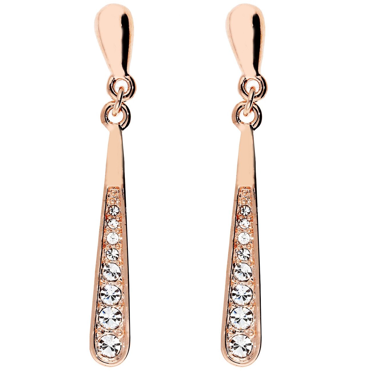 LÖB Paar Ohrstecker 750 Roségold vergoldet Ohrhänger Ohrringe Tropfen Zirkonia Steine (Geschenke für Frauen Beste Freundin Mutter Mama Damen Ehefrau sie zum Geburtstag Ostern Muttertag Muttertagsgeschenk, Inkl. Schmuckbox), Ohrstecker Tropfenanhänger Tropfenform Anhänger Lang Gold Elegant