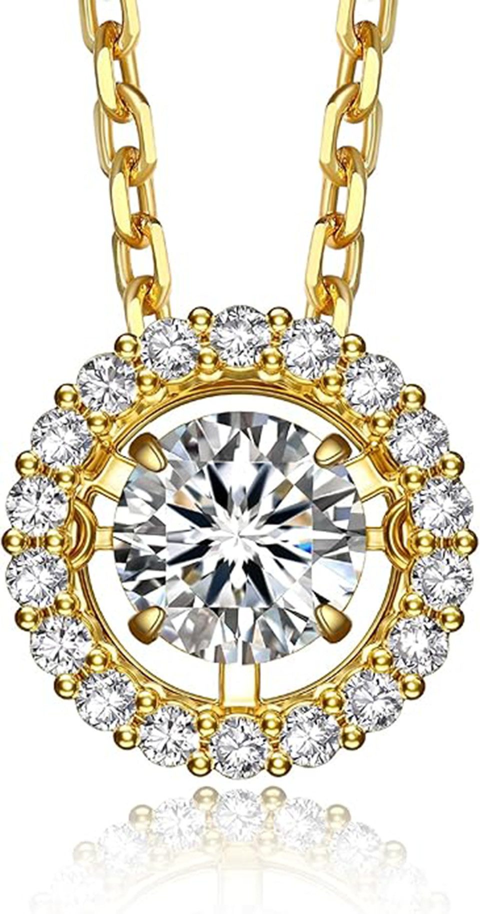 Kette mit Anhänger Diamantkette für Damen, Kette mit rundem Anhänger, 1 Karat, D, VS1