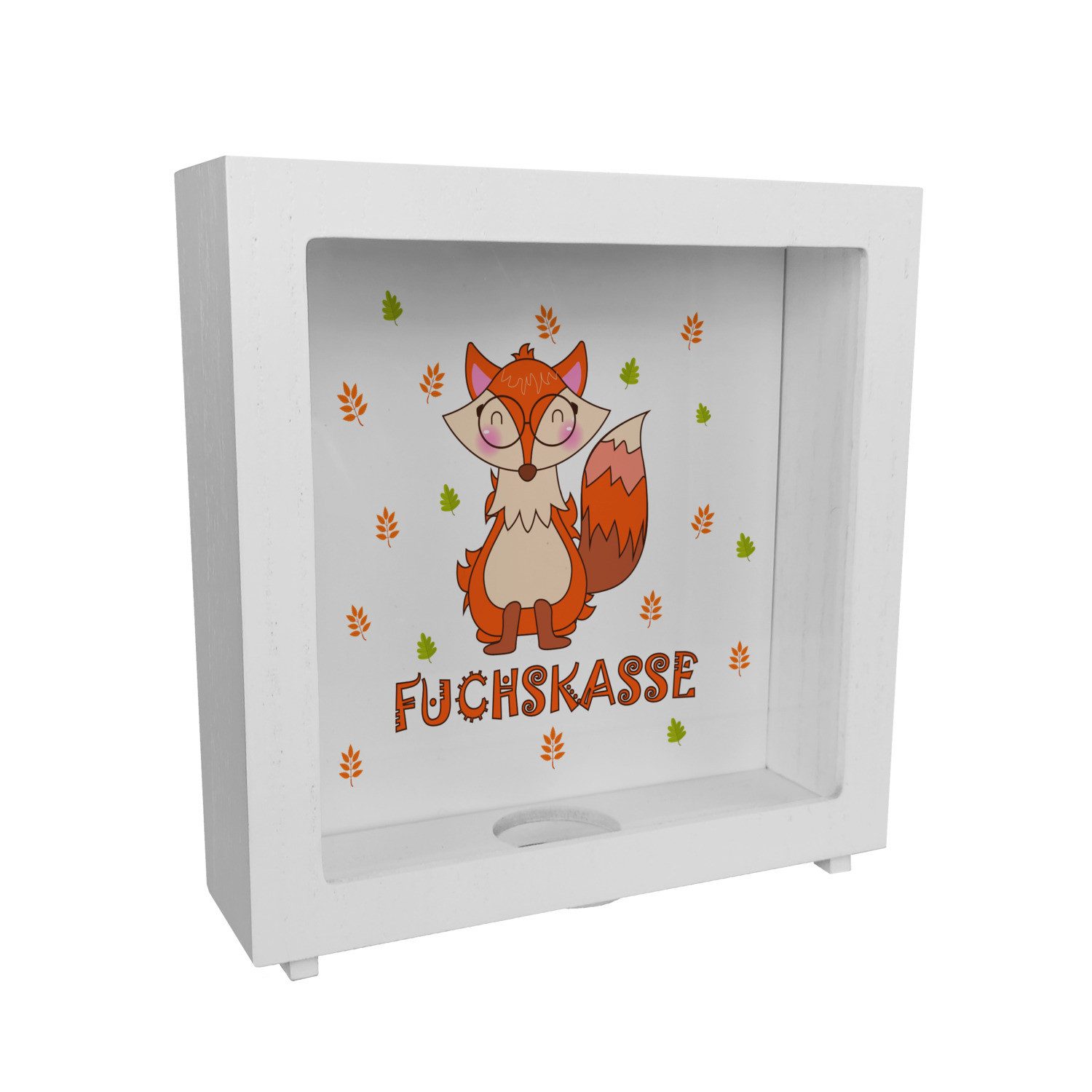 Spardose Fuchs Rahmen Spardose aus Holz mit Spruch