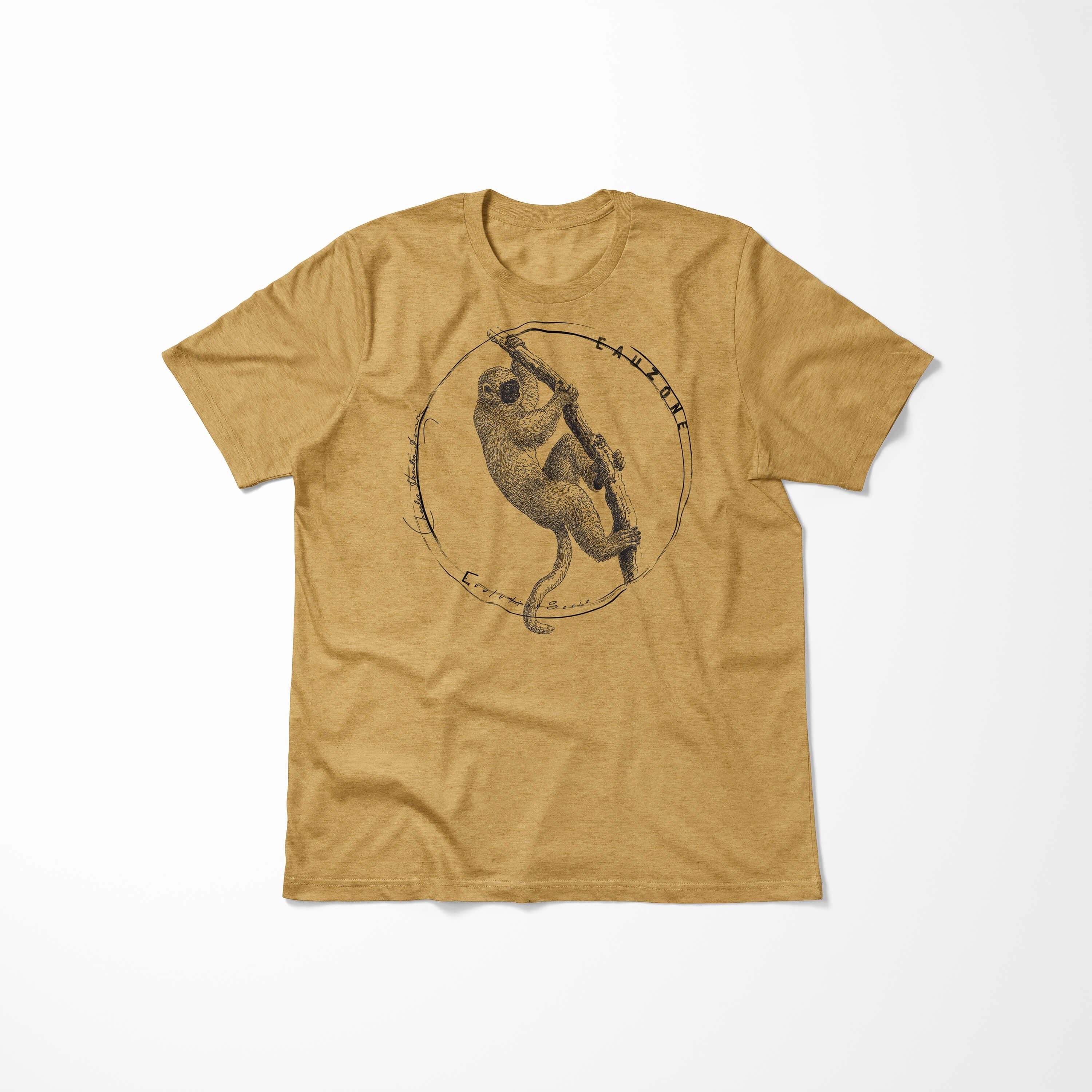 T-Shirt Affe Sinus T-Shirt Langschwanz Antique Herren Gold Art Evolution