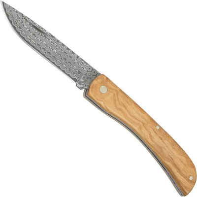 Haller Messer Taschenmesser Haller Damast-Taschenmesser mit Olivenholz Griff, (1 St), Taschenmesser, Damastklinge