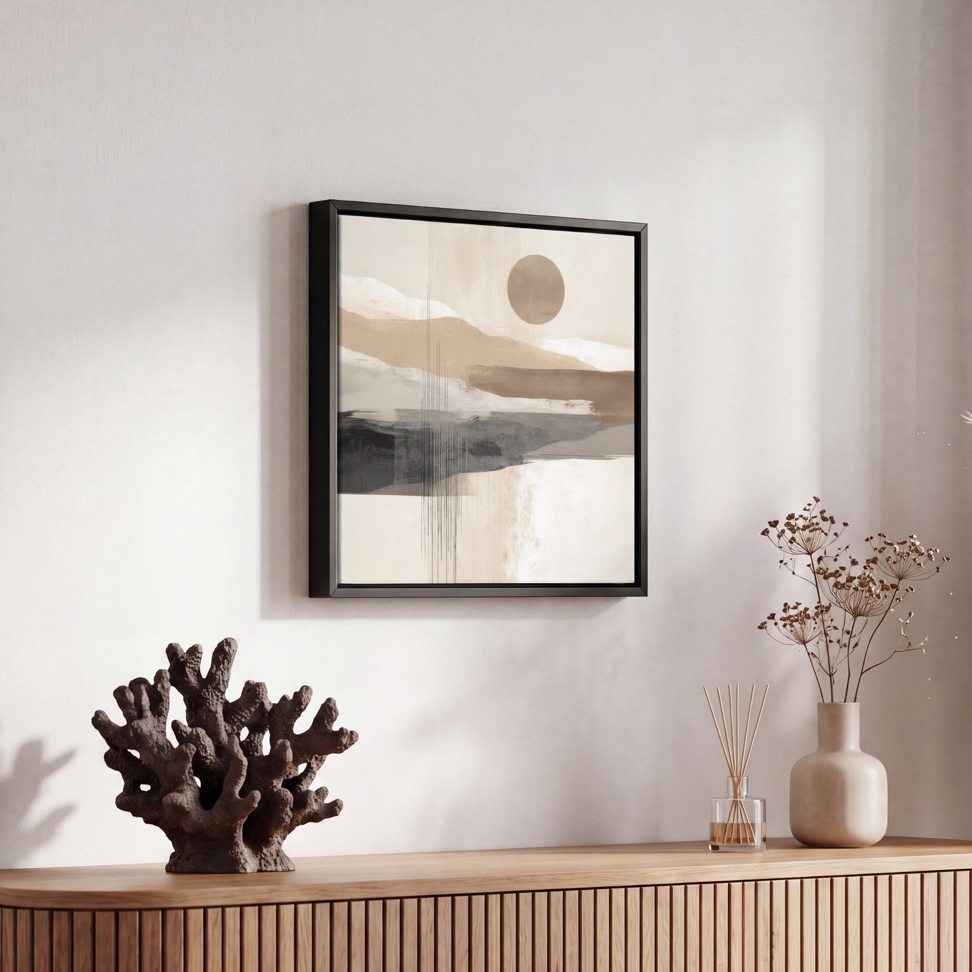 OneMillionCanvasses® Leinwandbild mit Rahmen - Minimalistisch - Landschaft - Dimension, Fotodruck (1 St), Leinwand Bilder Klein, Wand Dekoration Aesthetic 20x20 – Bild 5 von 5