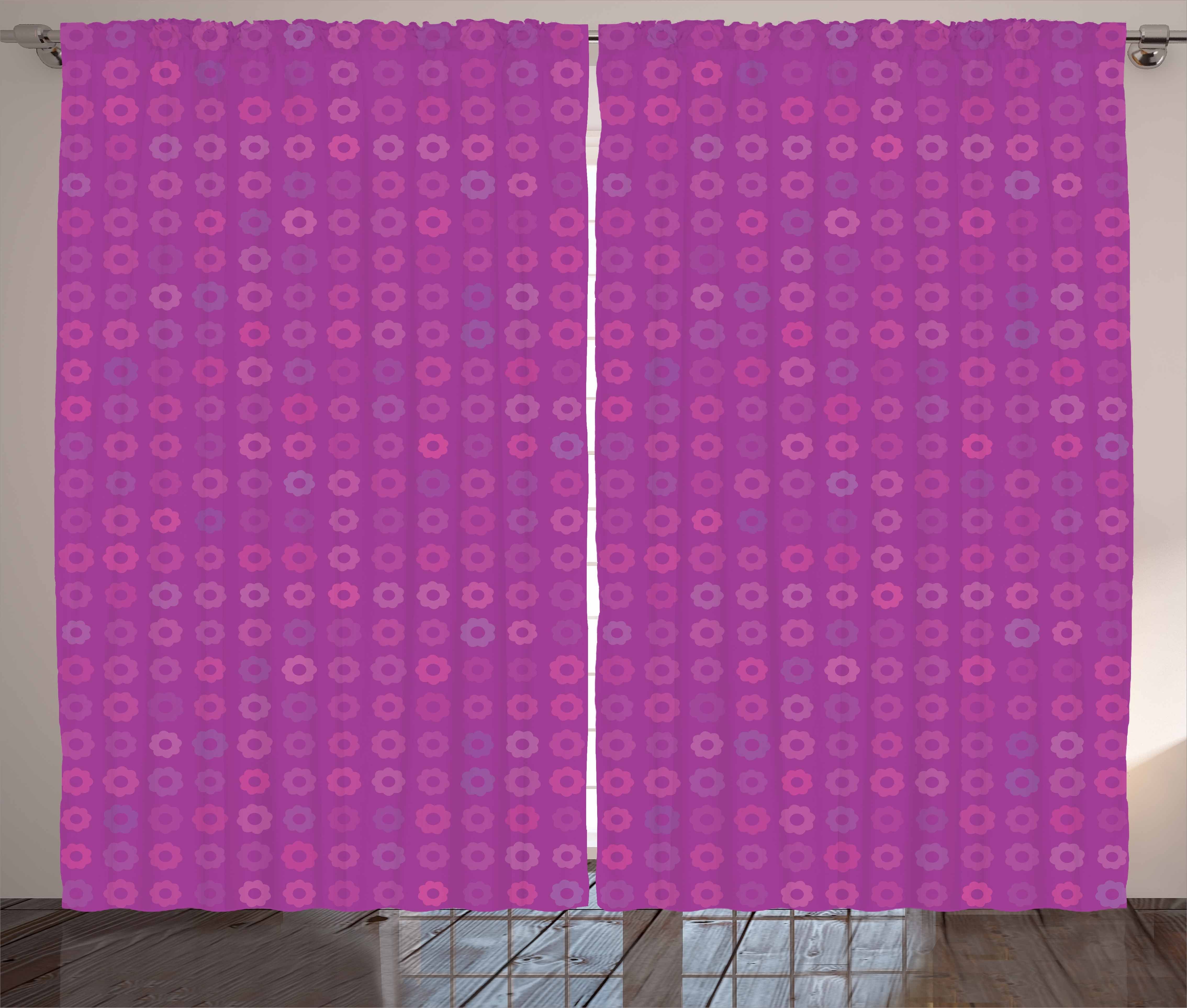 Gardine Schlafzimmer Kräuselband Vorhang mit Schlaufen und Haken, Abakuhaus, Magenta Blooming Gänseblümchen-Muster