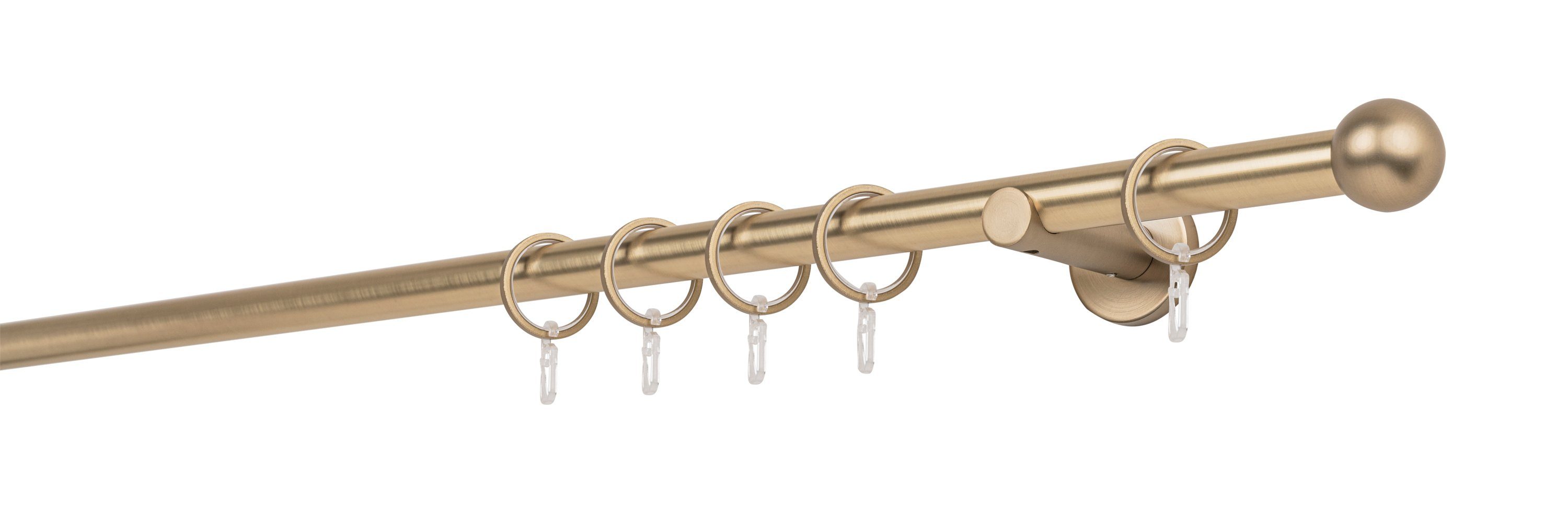 ondeco Gardinenstange Profil Wandabstand 6,5cm Ball, Ø 20 mm, 1-läufig, Wunschmaßlänge, Bohren, verschraubt