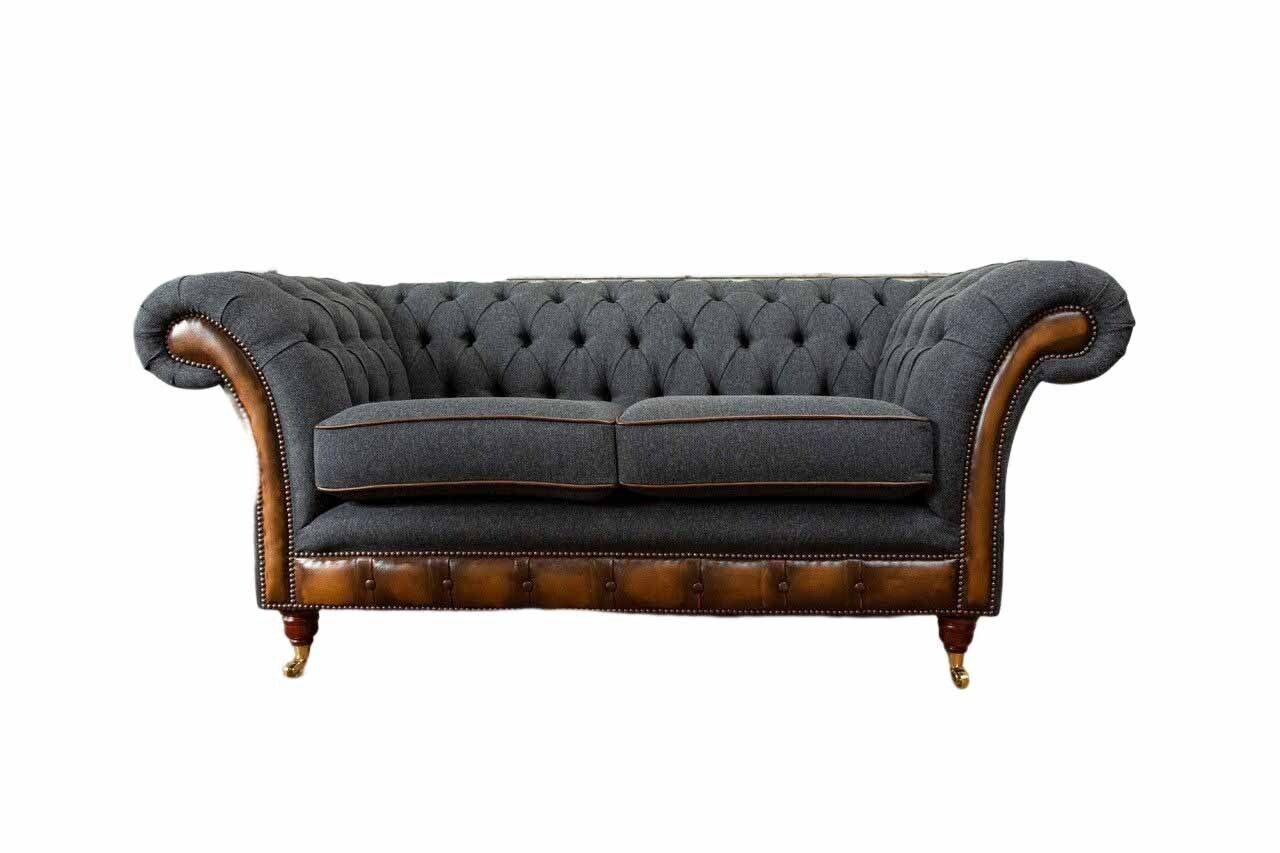 JVmoebel Sofa Luxus Grauer Chesterfield Zweisitzer Polster Couch 2-Sitzer Neu, Made in Europe | Alle Sofas
