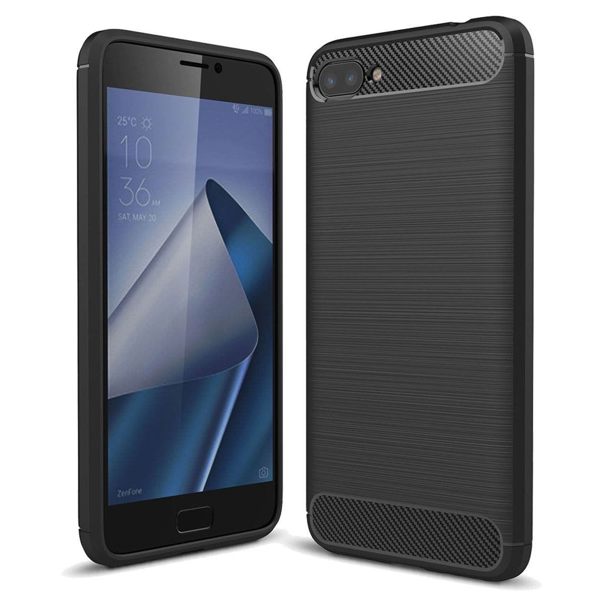 König Design Handyhülle ASUS Zenfone 4 Max ZC554KL, ASUS Zenfone 4 Max ZC554KL Handyhülle Carbon Optik Backcover Schwarz