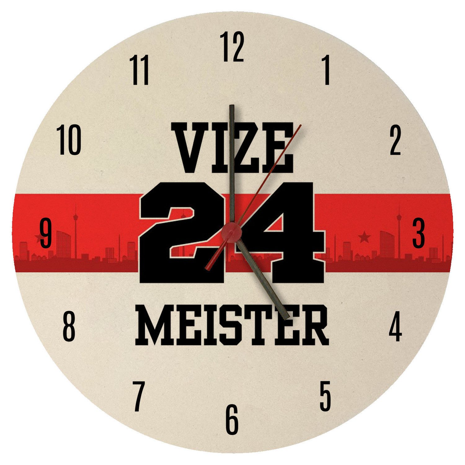Wanduhr Stuttgart Brustring Wanduhr aus MDF mit Spruch Vizemeister 2024