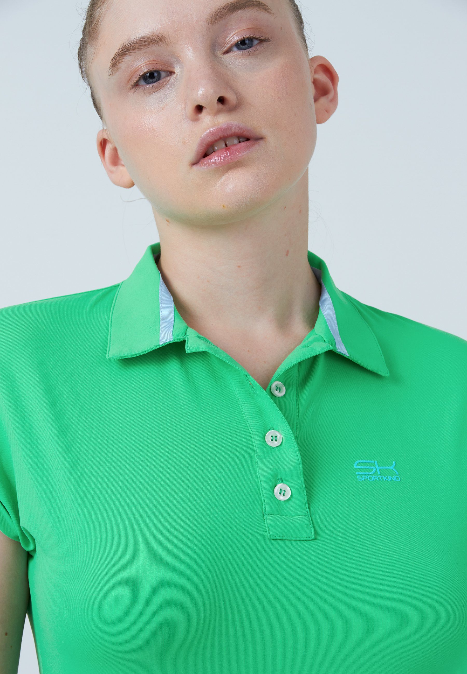 grün Shirt Damen Loose-Fit & SPORTKIND Polo Mädchen Funktionsshirt Golf