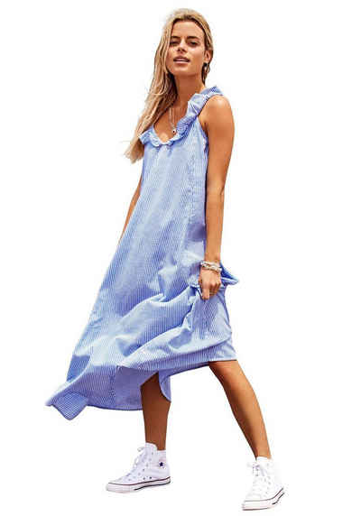 Next Sommer Kleid mit Applikationen Stickerei Baumwollkleid gestreift 56 62 68 
