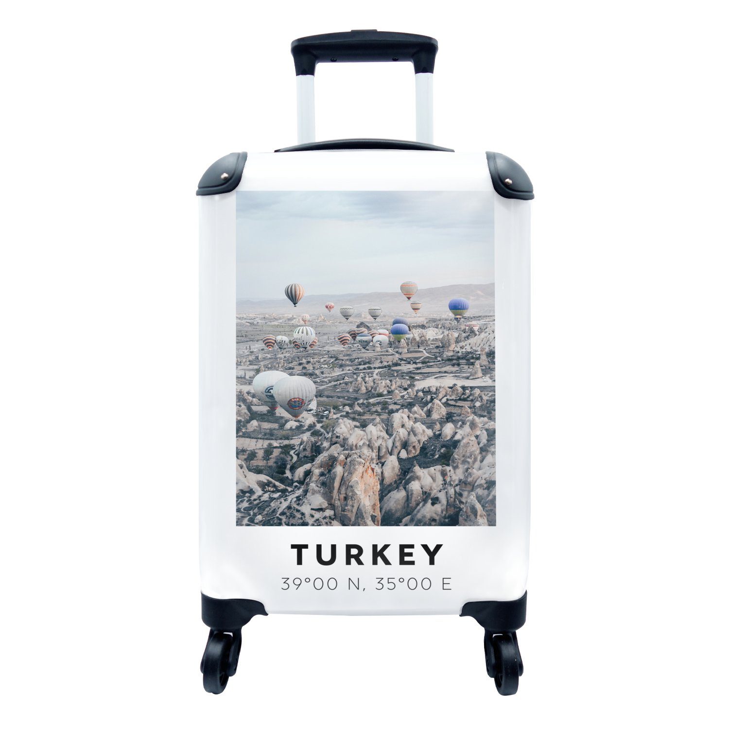 MuchoWow Handgepäckkoffer Heißluftballon - Türkei - Sommer - Berge, 4 Rollen, Reisetasche mit rollen, Handgepäck für Ferien, Trolley, Reisekoffer