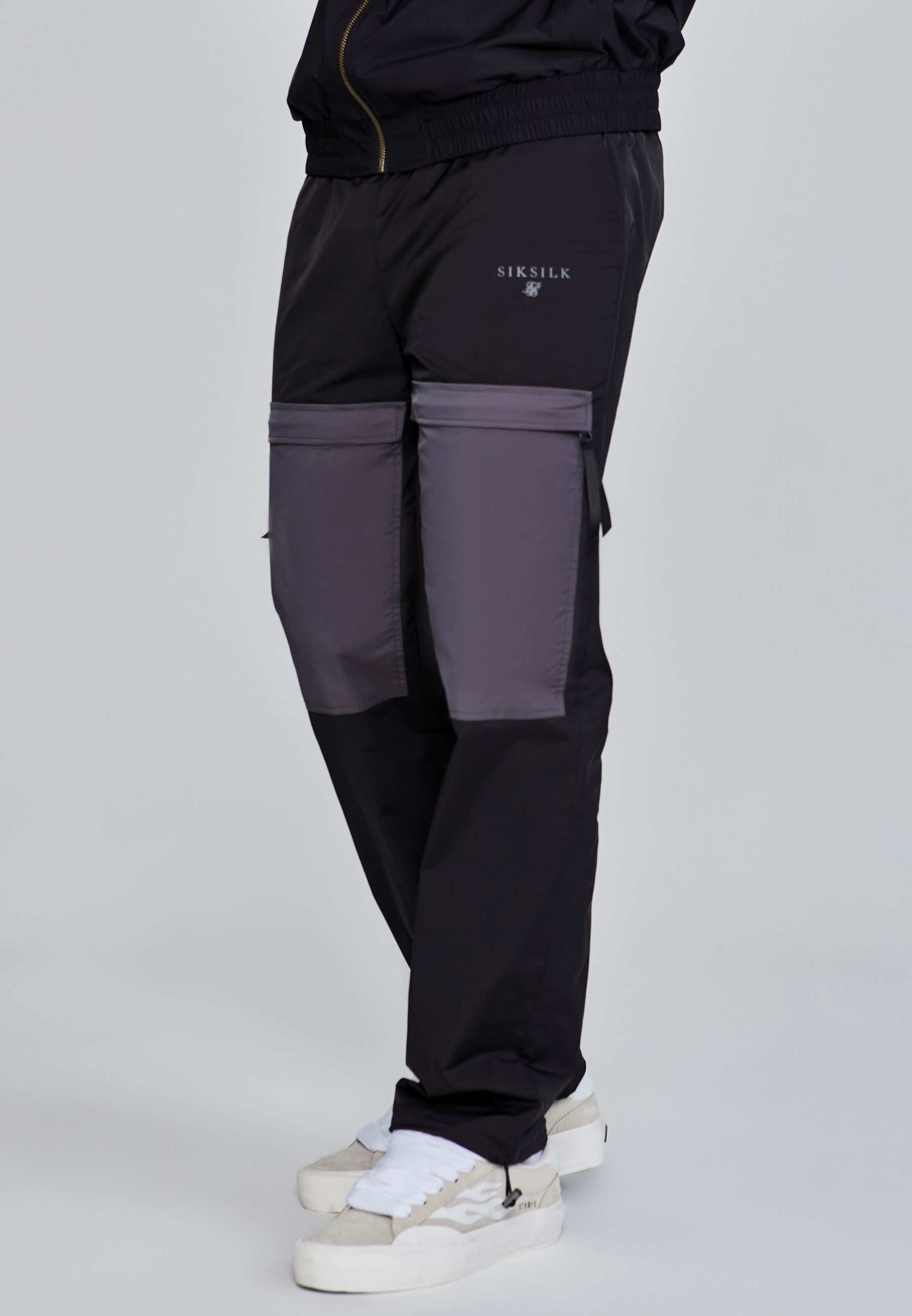 Jogger Pants SikSilk Herren Schwarze Cut And Sew Jogginghose