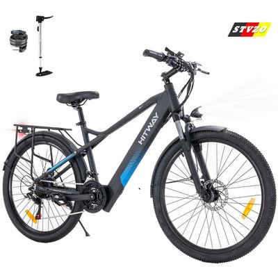 HITWAY E-Bike 26 Zoll, 21 Gang Shimano, Kettenschaltung, 250W Starker bürstenloser Motor, 26" Elektro-Mountainbike 36V 12AH, 21-Gang-Shimano,250W Elektrofahrrad