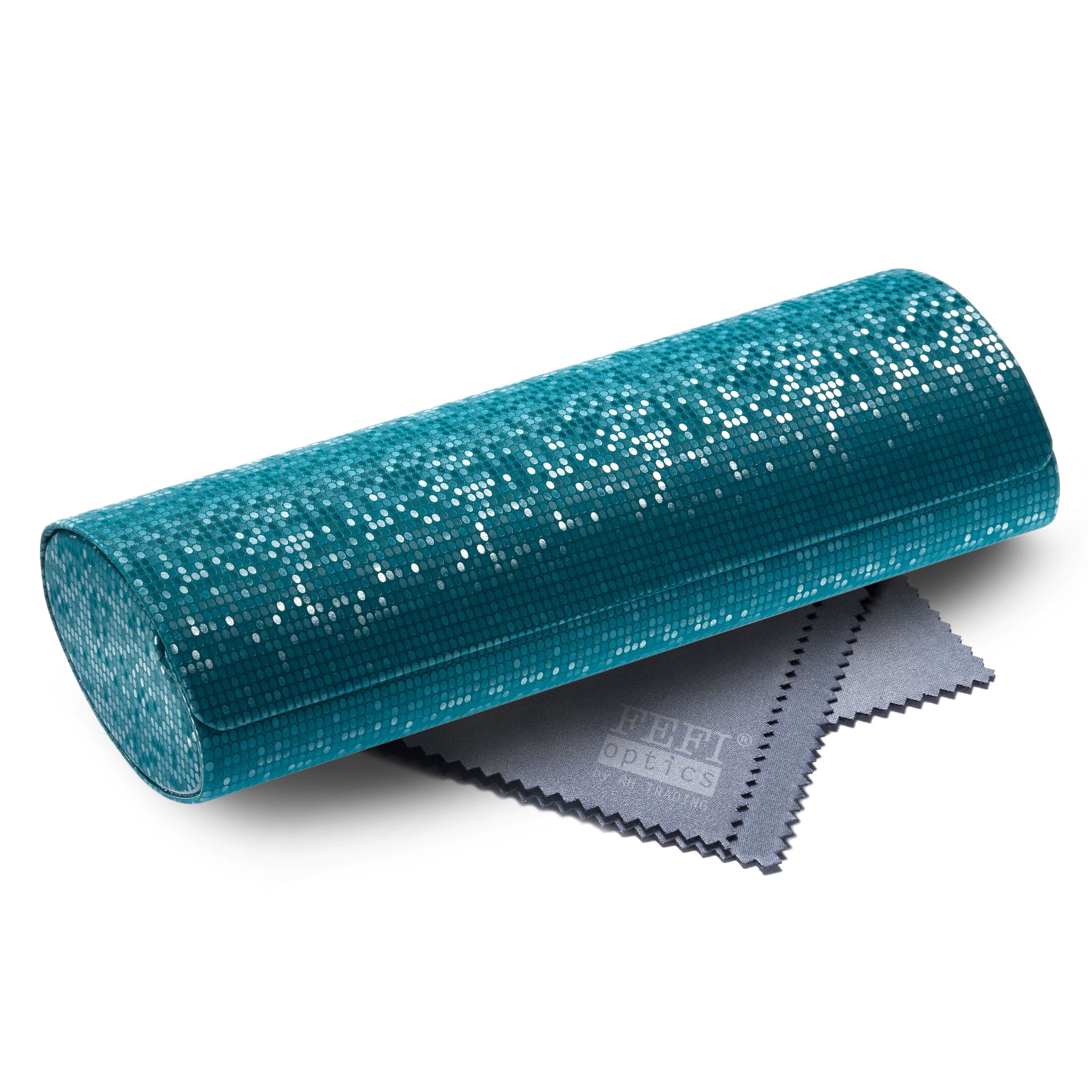 FEFI Brillenetui Hardcase – atemberaubende Glitzer-Optik in Premium Qualität, Set aus 1 Etui + hochwertigem Mikrofasertuch