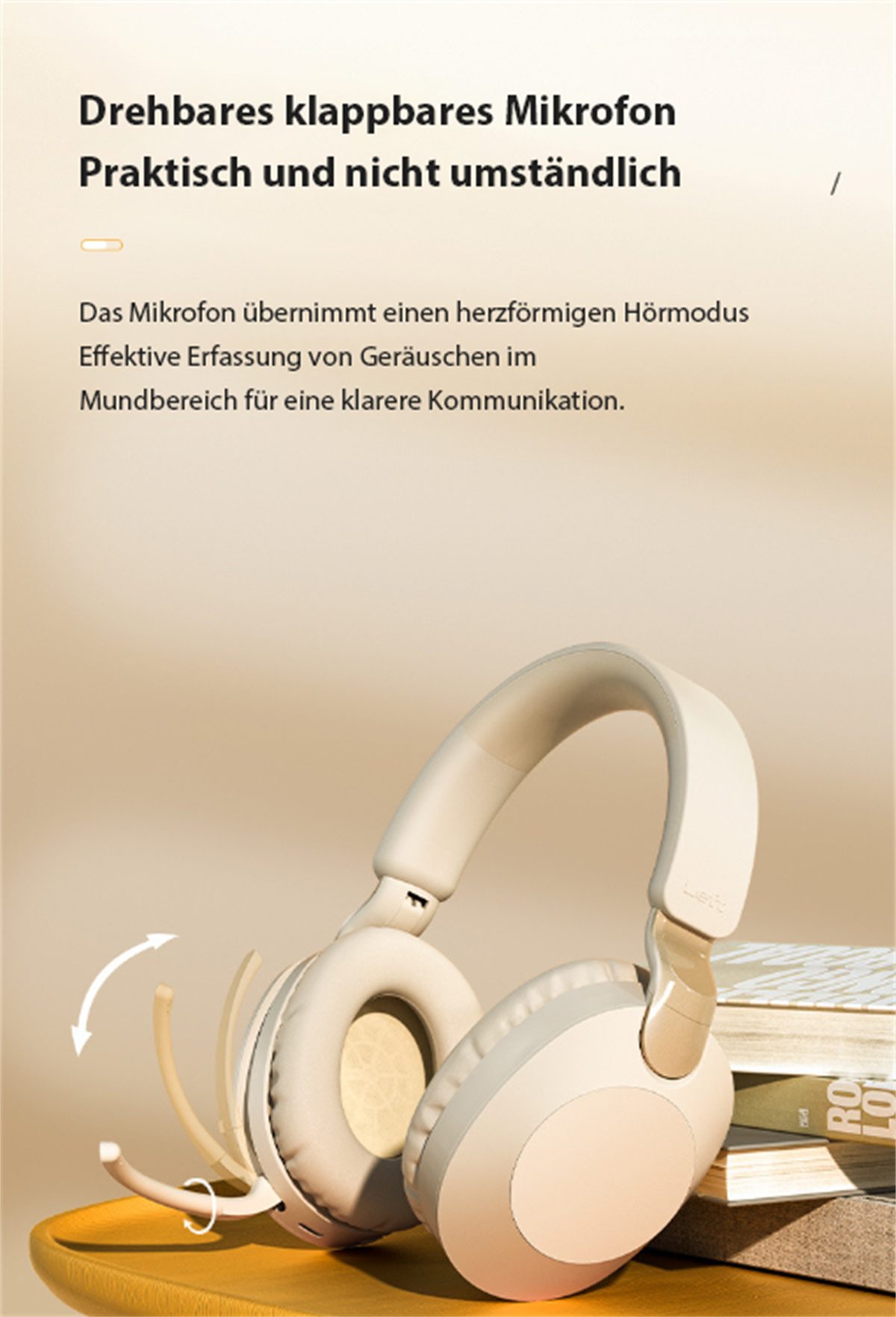 mit carefully langer Over-Ear-Kopfhörer Korallrot Bluetooth-Gaming-Headset selected Akkulaufzeit befestigtes Am Kopf