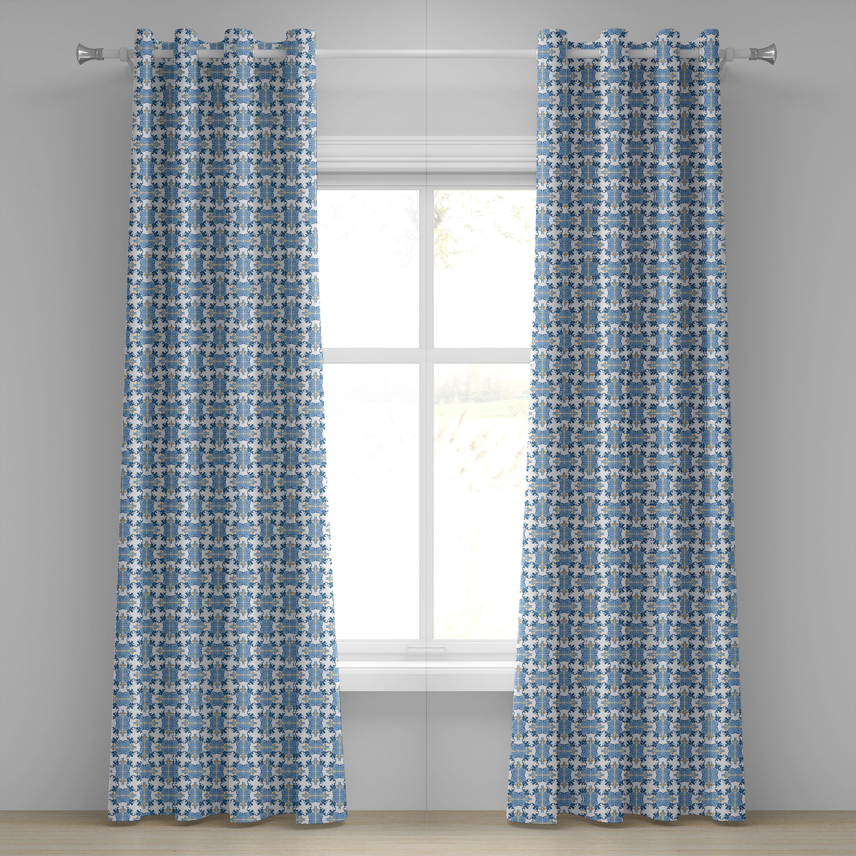 Gardine Dekorative 2-Panel-Fenstervorhänge für Schlafzimmer Wohnzimmer, Abakuhaus, traditionell Roman Easten Fliesen