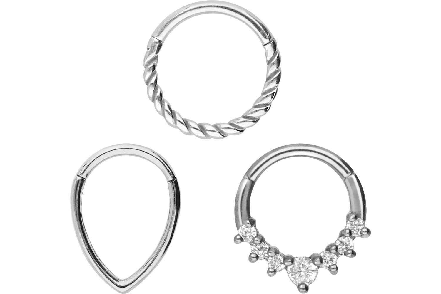 Piercing-Set SET Chirurgenstahl Segmentring Clicker MIX