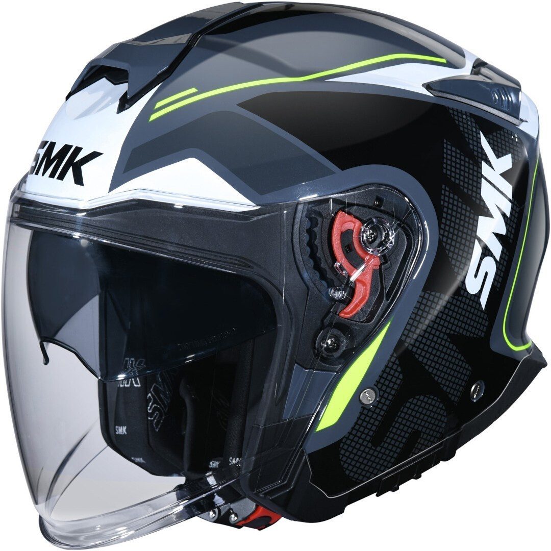 SMK Motorradhelm GTJ Tourer Jethelm, vorbereitet für Kommunikationssystem,integriertes Sonnenvisier