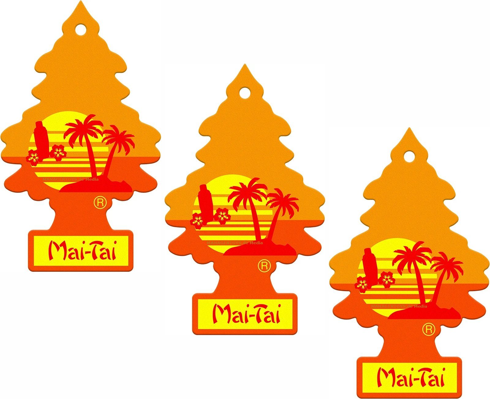 Kunstbaum 3er Duftbäumchen Mai Tai Wunderbaum Rum Orange 3 Set Lufterfrisch günstig online kaufen