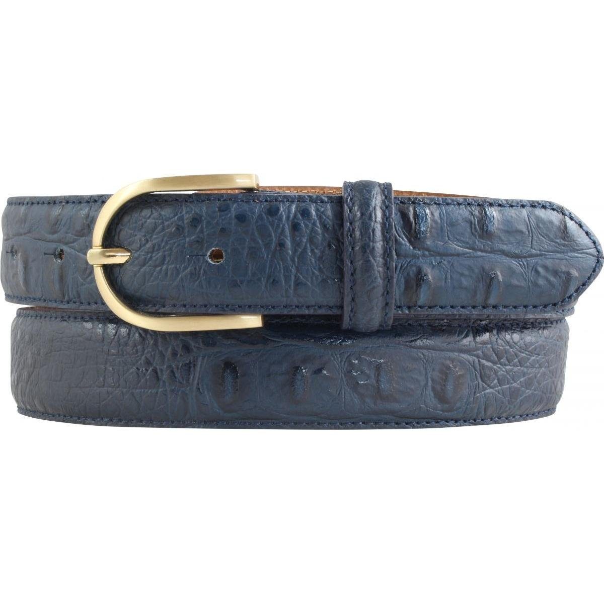 Ledergürtel - Krokoprägung Leder-Gürtel BELTINGER Damen Kroko Damen-Gürtel für 30mm mit 3 cm Marine, Gold