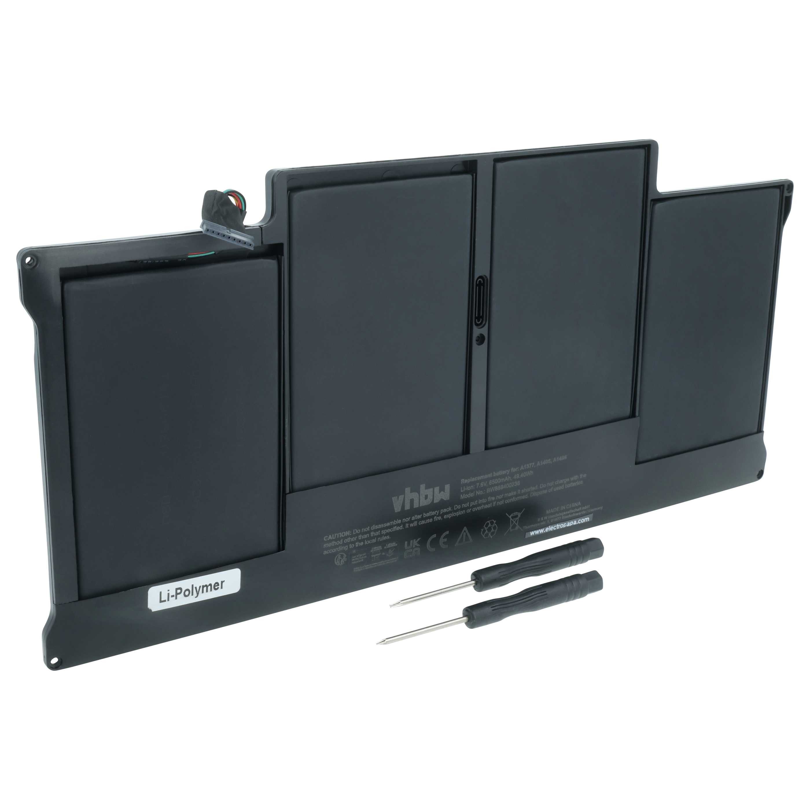 vhbw Akku Ersatz für Apple 020-6955-01, 020-6955-B, A1369, A1377, A1405 für Laptop-Akku Akku Li-Polymer 6500 mAh (7,6 V, 1 St), Leistungsfähiger Austausch-Akku für Notebook, Wiederaufladbar, Jede