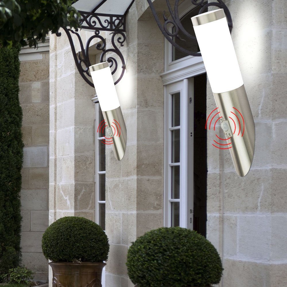 Set Leuchten Warmweiß, LED Lampen Terrassen Leuchtmittel inklusive, Außen etc-shop Bewegungsmelder Außen-Wandleuchte, 3er Wand