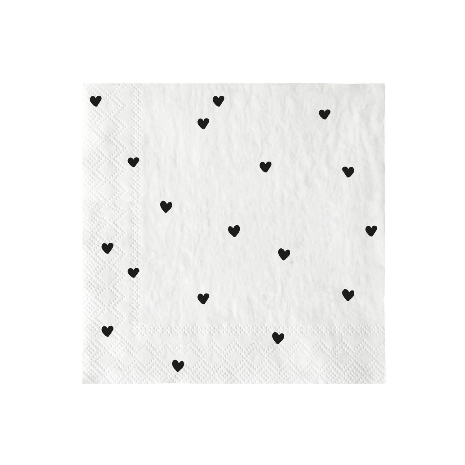 Bastion Collections Papierserviette Schwarzes Herz, Höhe: cm, Farbe: Weiß, Motiv: Herzen