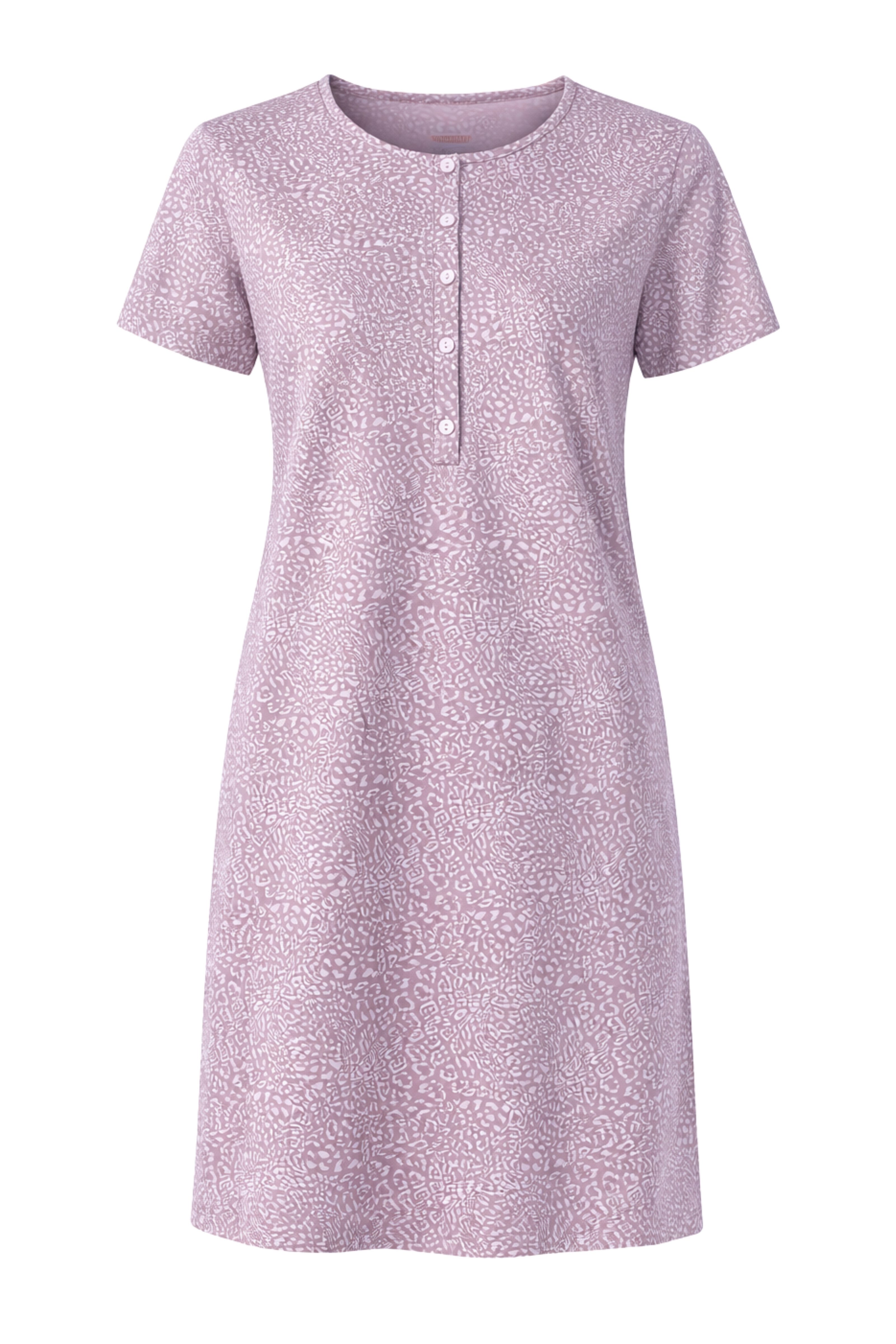 COOLISMO NIGHTWEAR Nachthemd Damen Baumwoll-Schlaf-Shirt knielang elegantes Sleep- Shirt, weich & atmungsaktiv, Taupe Allover Print