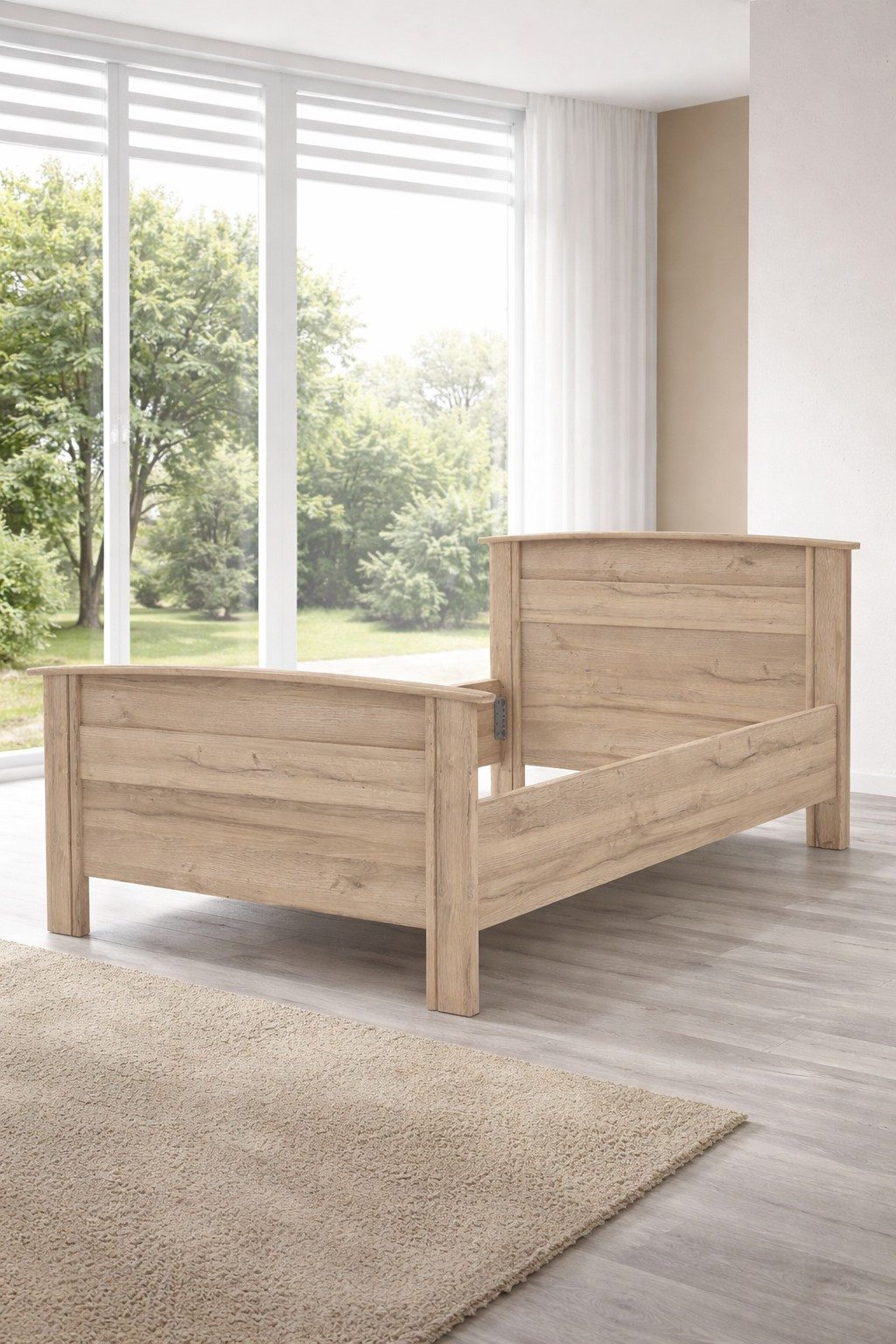 bv-vertrieb Schlafzimmer-Set Schlafzimmer Komfortbett Nachtschrank Kleiderschrank Eiche bianco