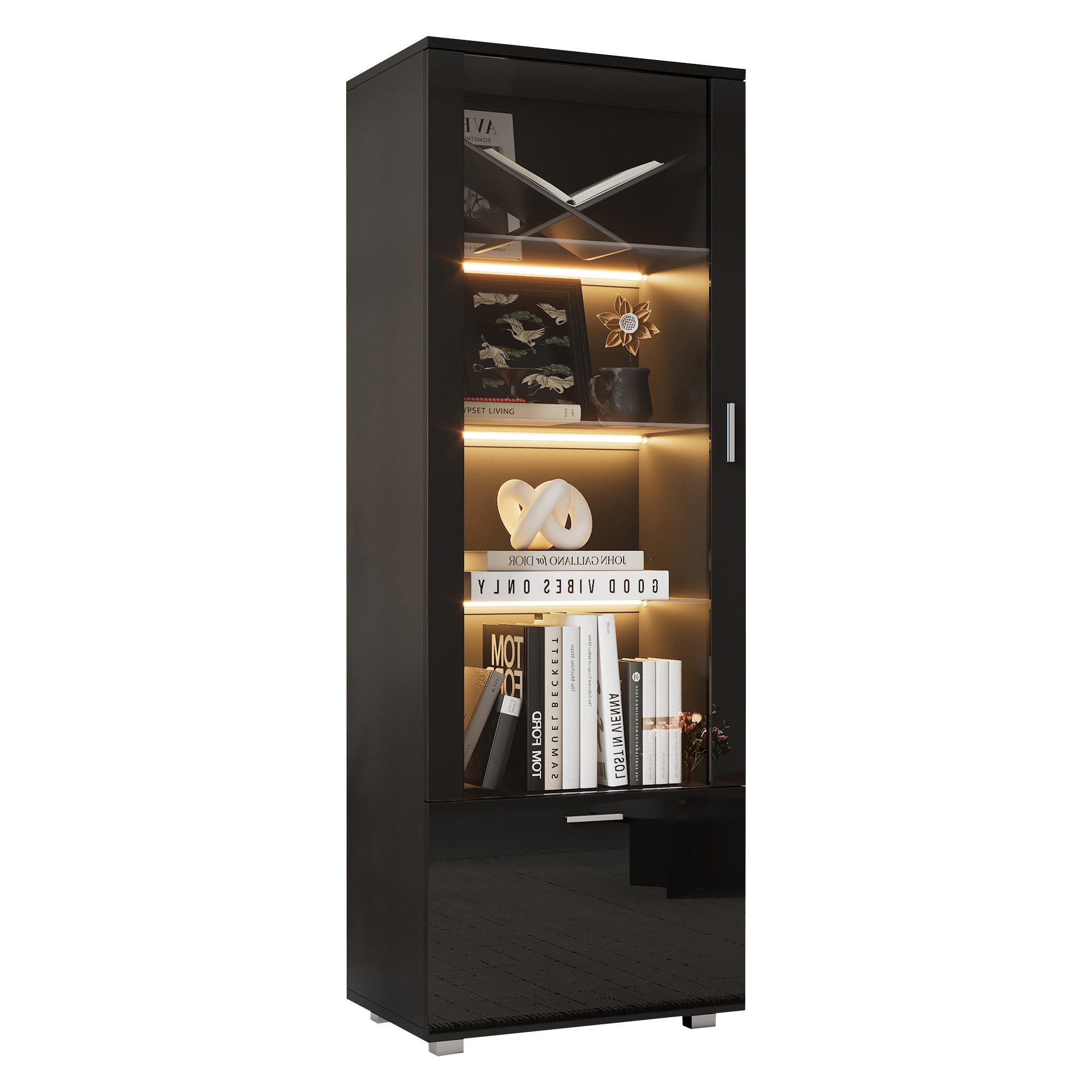 Odikalo Vitrine Hochglanzvitrinen Glasvitrinen Parfümschränke Bücherregale 40*50*160CM