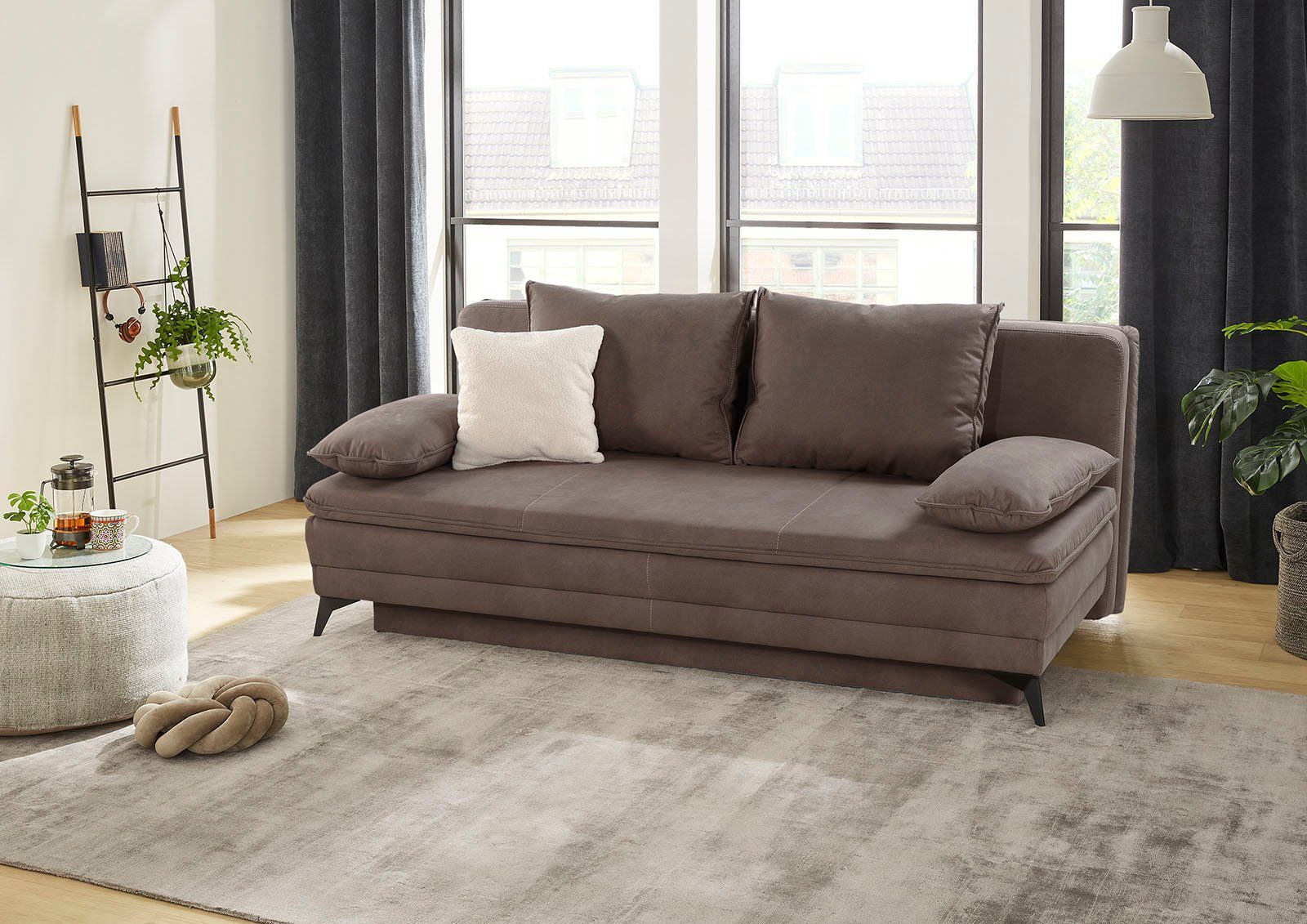 Jockenhöfer Gruppe Schlafsofa Laurin, B: 202 cm, Liegefl. 158x200 cm, Dauerschläfer, mit Schlaffunktion, Bettkasten, Kaltschaumtopper &1 Zierkissen