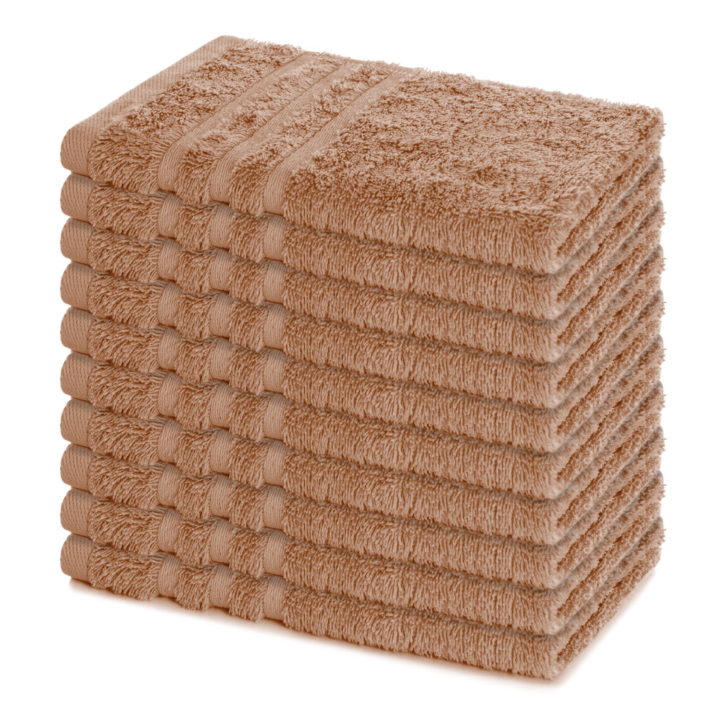 Lavea Gästehandtücher 30x50 cm, 10er Set Gästehandtuch, Elena-Frottierserie, (Set, 10-St), 500 g/m² Frottier, weich & saugstark, pflegeleicht