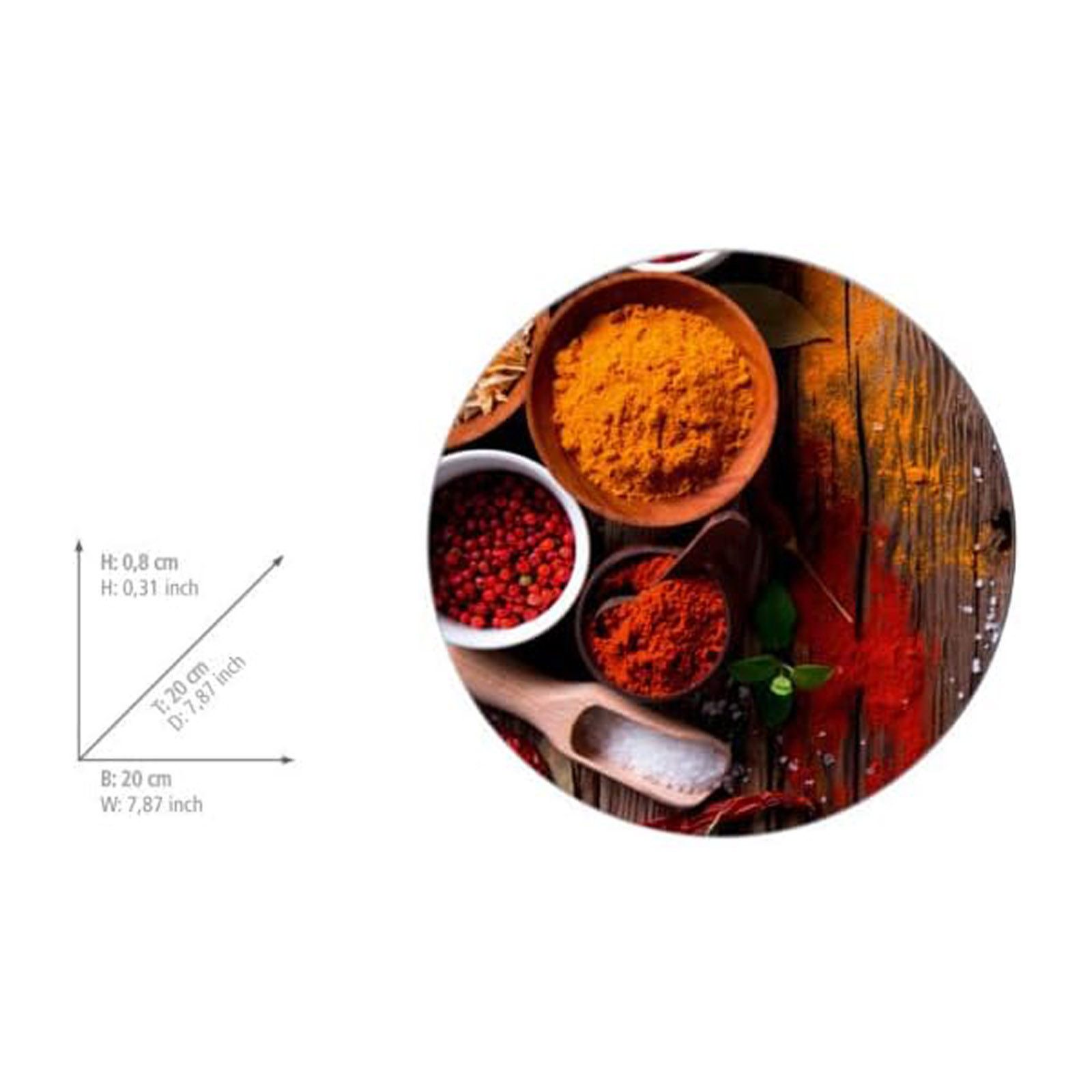 WENKO Topfuntersetzer Glas Untersetzer Gewürze Rund für Töpfe Pfannen Pfannenuntersetzer, Ø 20 cm aus gehärtetem Glas mit Anti-Rutsch Füßen aus Silikon