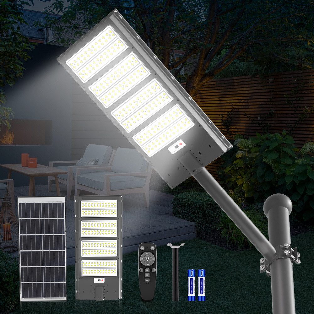 GLIESE LED Außen-Wandleuchte Solar mit Daemmerungssensor Bewegungserkennung, für Parkplatz Hof, LED fest integriert, Tageslichtweiß