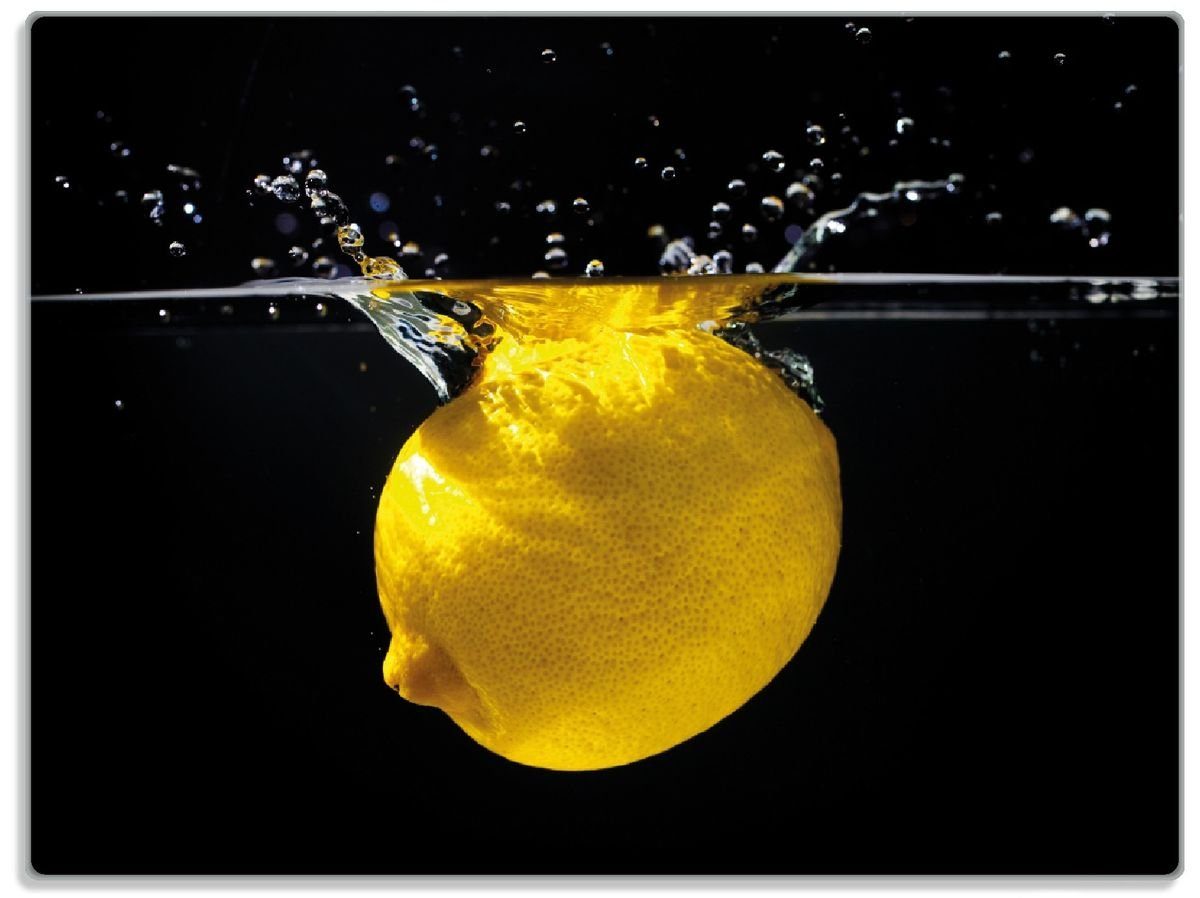 Wallario Schneidebrett Zitrone im Wasser die ESG-Sicherheitsglas, Küche, rutschfester (inkl. Obst für - 1-St), Frisches 4mm, Gummifüße 30x40cm