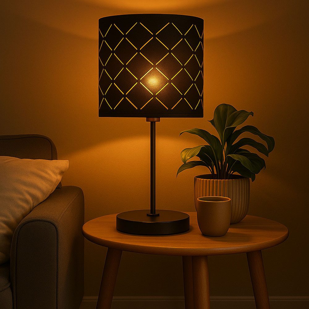 GLOBO LIGHTING Tischleuchte, Leuchtmittel nicht inklusive, Tischlampe Tischleuchte Nachttischlampe Samt schwarz Leselampe H 35 cm