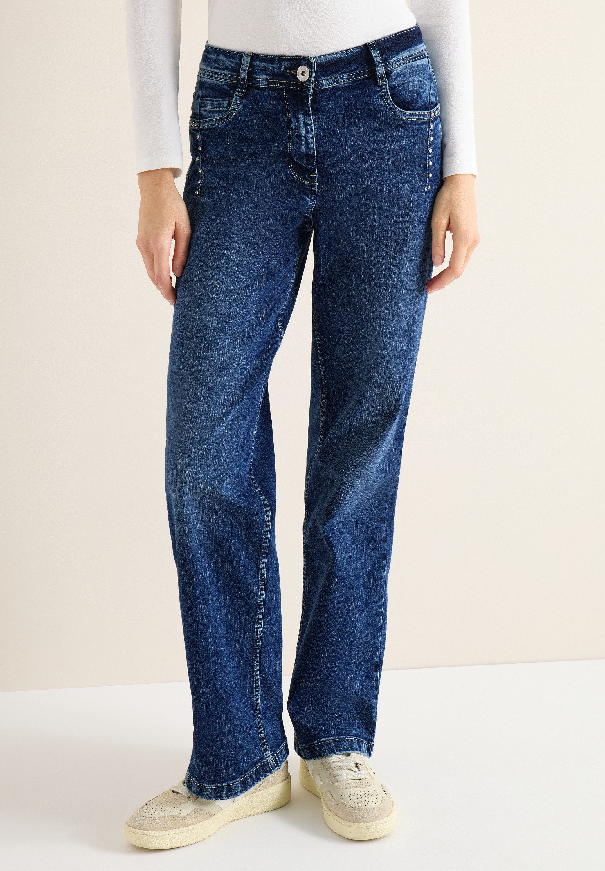 CECIL Loose-fit-Jeans mit dekorativen Nieten