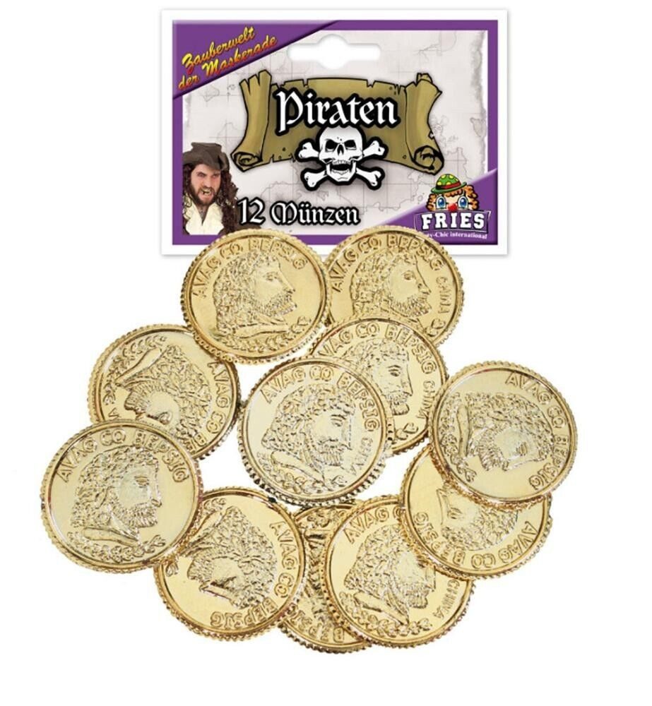 Fries Игровые деньги 12 Stück Piratengold Taler Seeräuber Gold Karneval Fasching Party