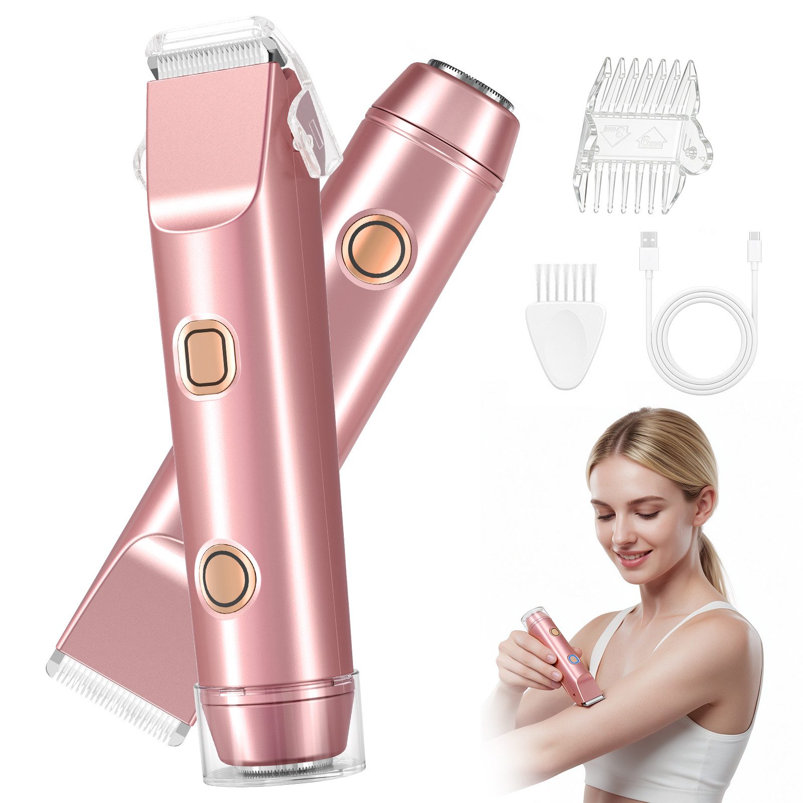 inschimmer Epilierer Rasierer Damen 2-in-1 Elektrischer Bikini Trimmer IPX7 Wasserdicht